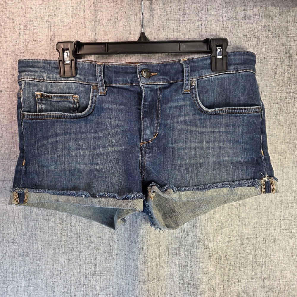 Joes Jeans Womens Blue Denim Cuffed Raw Hem Beach Shorts Size 28 Festival